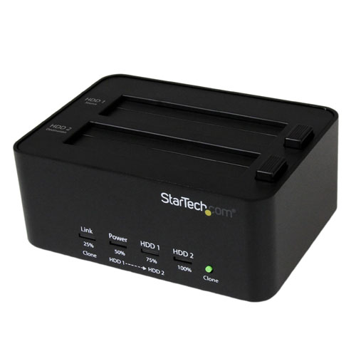  Dual Bay Hard Drive Duplicator and Eraser, Standalone HDDSSD ClonerCopier, USB 3.0 to SATA Docking Station, Hard Disk Duplicator and Sanitizer Dock - ToollessTop-Loading Design - Duplicador de disco duro - Startech - SATDOCK2REU3